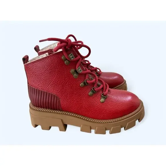 Kelsi Dagger Brooklyn Shoes Red Lace Up Lug Sole Ankle Combat Boots sz 5.5 M EUC - Picture 12 of 12